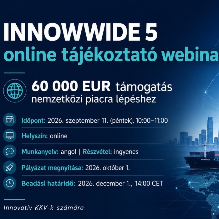 INNOWWIDE 5. pályázati felhívás – 60 000 EUR támogatás nemzetközi piacra lépéshez